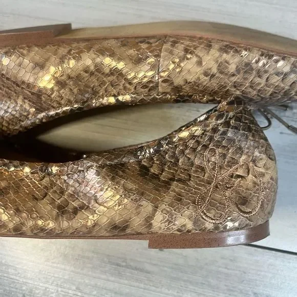 Sam Edelman Flat Shoes Metallic Snakeskin Print Size 7.5 Style “Felicia” - Picture 3 of 8